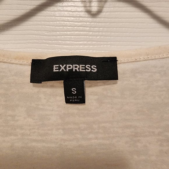 Express White Drape Neck Winged Bling Graphic Top - Picture 3 of 4